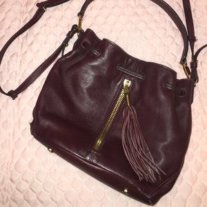 Elizabeth and James burgundy bucket bag